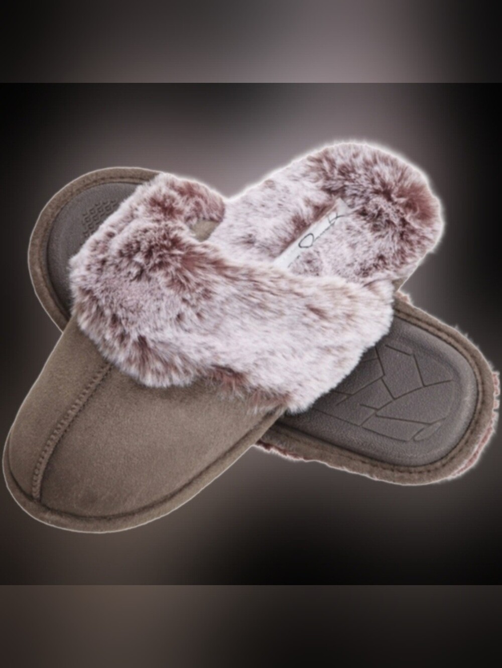 Vtg Y2K Jessica Simpson lilac faux fur memory foam house slippers L8/9 NWT